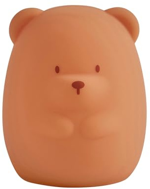 Nattou Luce Notturna LED in Silicone a Forma di Orso, 2 Livelli di Luminosità, Senza BPA, 12 cm, Vegano, Silicone, Marrone