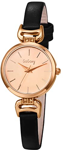 Avaner Damen Uhr Lederarmbanduhr mit Quadratisches Rundes Zifferblatt Damenuhr Strass Balken Skala Analog Quarz Uhr Geschenke für Frauen Mädchen