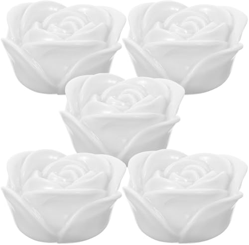 IMIKEYA Veilleuse En Forme De Rose 5 Pièces LED Bougies Chauffe-Plat Bougie Sans Flamme Romantique Photophore Lampe Électronique Pour La Saint Valentin Anniversaire Table De Mariage Décor