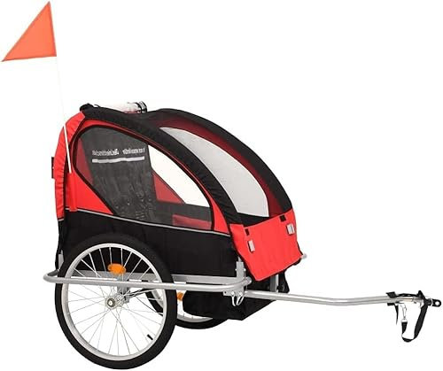 Remolques para bicicletas Remolque De Bicicleta Plegable For Niños Pequeños, Remolque For Niños Pequeños Resistente Al Agua, Práctico Y Seguro Con Reflectores, Acoplador De Enganche, Bandera Roja, For