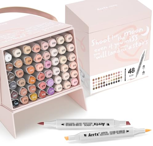 Arrtx Oros - Set di 48 pennarelli ad alcol per artisti adulti, disegno, colorazione, schizzo, illustrazione