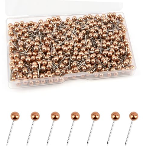 500 Pièces Carte Punaises, Épingles Murales, Tableau Liège, Push Pins Tête en Plastique, Convient Aux Cartes du Monde (Gold)