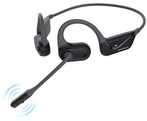 MONODEAL Open Ear Headphones with Mic, Lightweight Bluetooth 5.4 Headset with Microphone Noise Cancelling Mute Button, Wireless Headset Earphones for Work, Driving, Home Office, Workouts