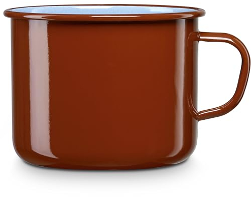 briebe Cazo Cocina Hervir Leche Acero Esmaltado 14 cm, Hervidor Vitrificado 1,8 L, Apto Inducción, Vitrocerámica, Fuego, Gas, Horno, Terra Vintage Marrón