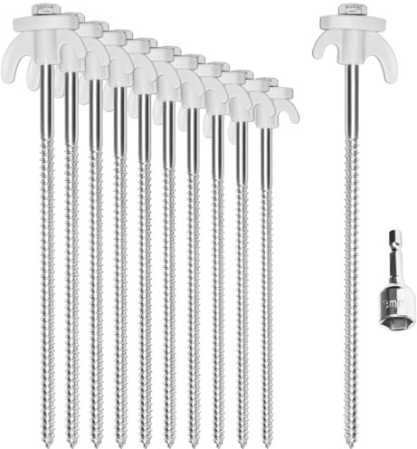 com-four® 12x Estacas para Tienda de Acero, Estacas atornilladas | Clavos de Tierra robustos con Rosca para Acampar y al Aire Libre