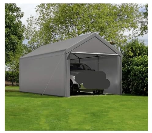 LIZHAYG Zeltgarage Carport for den Außenbereich, 3 x 6 m, Robustes Überdachungs-Lagerschuppen, tragbare Garage mit abnehmbaren Seitenwänden und Türen