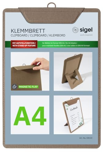 Siggel KB120 Klämbräda A4, beige, med stativfunktion, stabil klippbräda