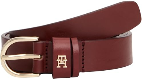 Tommy Hilfiger Damen Gürtel Essential Effortless 2,5 cm Ledergürtel, Rot (Deep Rouge), 80 cm