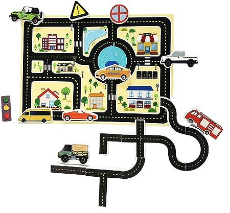 Jouet pour bébé flexible sur route - Bâton de voiture - Pour salle de bain d'enfants - Autocollant pour baignoire - Éducation précoce - Puzzles horloges