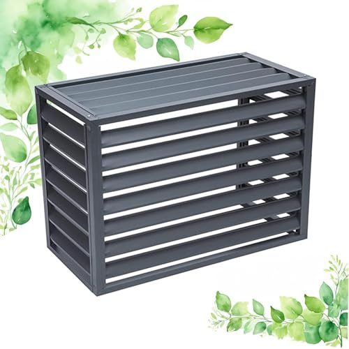 Unmjgybc cubierta de aire acondicionado pared exterior balcón Gris Louver Superior L100*W50*H70(1.5P) fácil de instalarsin mantenimiento embellecer la fachada proteger