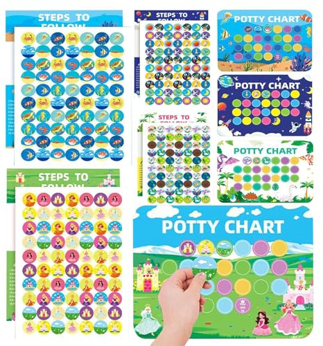 Tabla con pegatinas de baño Registro de buenas conductas | Juego 4 piezas tabla recompensas entrenamiento baño niñas Chico, Chica, Padres, Maestros, Baño, Clase