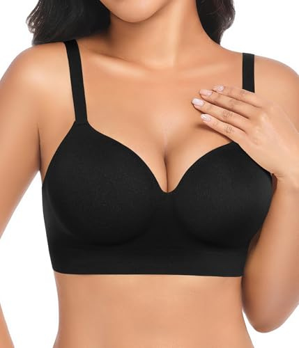 UMIPUBO Bras for Women Push Up Seamless Wirefree Support Bralettes Ladies Full Coverage Comfort Bra Soft V Neck Everyday Padded Bras Small to Plus Size with Adjuestable Straps