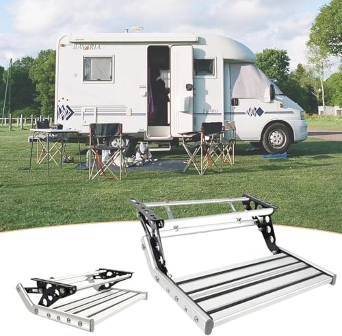 Teleskopisk Hopfällbar RV Ingångstrappa, Manuellt Elektriskt Uttagsbara RV Trappsteg, Hopfällbar Trappstege Husbil, Rost Och Korrosionsbeständig, Bärkraft 200kg 440lbs Single-layermanual(withlight)