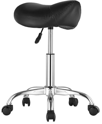 LQVAIPT Taburete con Silla de Montar con Ruedas, Silla giratoria Ajustable de Alta Resistencia, 450 Libras, Asiento de Cuero PU Engrosado for salón, SPA, Tatuaje, médico,