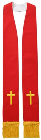 BLESSUME Church Clergy Pastor Reversible Stole (Red and White)