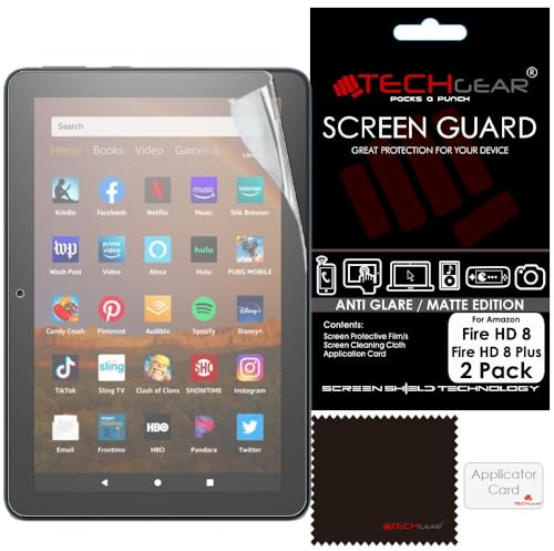 TECHGEAR [2-pack] Alla nya Fire HD 8 tum/HD 8 tum plus anti-bländningsskärmskydd, matt skärmskydd skyddskåpa för alla nya Amazon Fire HD 8 tum/HD 8 tum plus surfplattor (2020/10:e generationen)