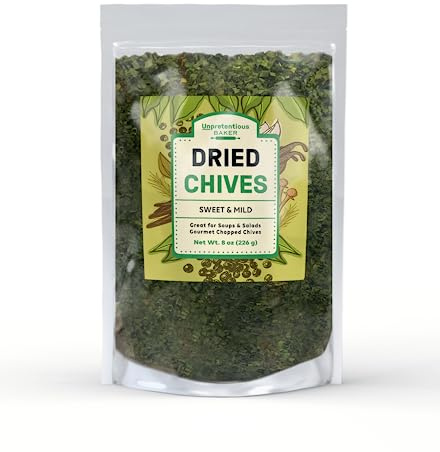 Unpretentious Dried Chives (8oz) Thin & Delicate, Gourmet Chopped Chives, Great Topping for Soups & Salads
