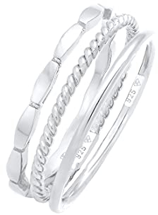 Elli Ring Damen Band Stacking Trio Basic Minimal Zeitlos Blogger in 925 Sterling Silber