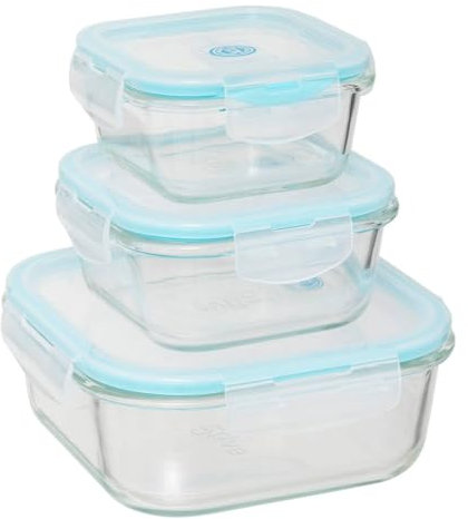 5five - lot de 3 boîtes carrées de conservation pm clipeat verre