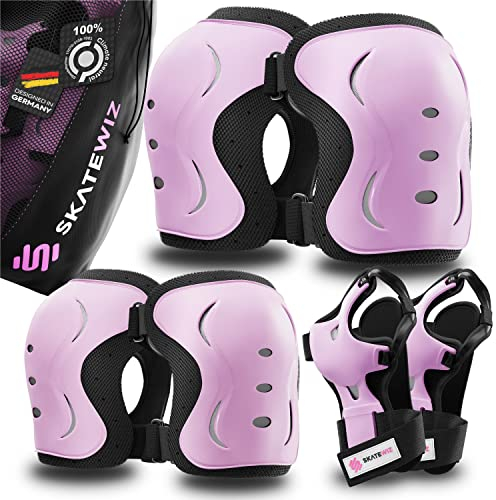 SKATEWIZ Protection Adulte et Protection Roller Enfant Garcon - Protection Skate Adulte - Protection Trotinette Freestyle - Protection Patin a Roulette Fille - Impact L - Adultes Rose Noir
