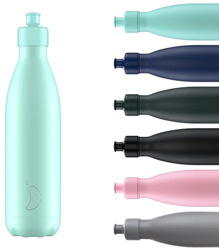 Chilly's Original Sports Bottles - BPA-Free Stainless Steel Reusable Water Bottle - Keeps Cold, Double Walled, Vacuum Insulated - Dishwasher Safe Lid - 750ml - Pastel Green