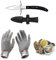 Austernmesser Oyster Knife Set Austernöffner Schnittfeste und Handschuhe für Muscheln Oder Hartkäse Geeignet Holzgriff Edelstahl (Schwarz, Medio/M)