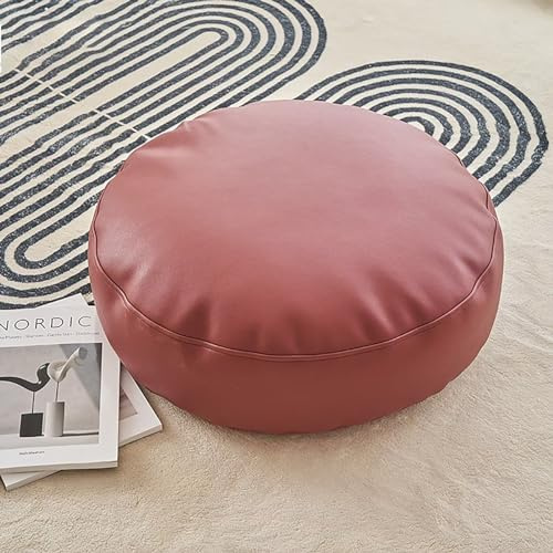 ZIBENE CojíN De Suelo Alto Meditacion, CojíN Redondo de Suelo, Antimanchas Y Impermeable Cojines para Sillas de Terraza, No Es Necesario Lavar para Exterior Jardin Rojo Vino