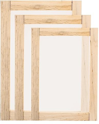 sourcing map 3pcs Silk Screen Printing Frame Small 3 Size with 120 Mesh 10.6 x 7 Inch, 11.8 x 8.7 Inch, 14 x 10 Inch Wood Reusable Washable Screen Print Tool Start Kit for Beginners T-Shirts