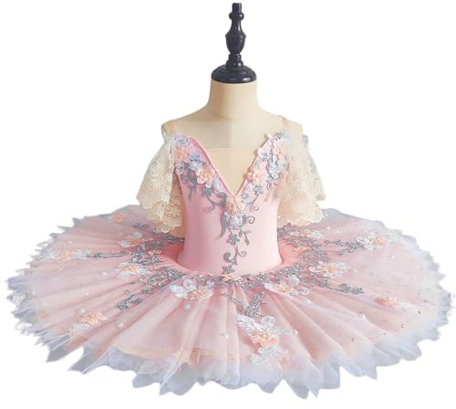 Masif Ballet Tutu Niños Niñas Adultos Mujeres Ballet Danza Trajes Bailarina Adultos Ballet Profesional Vestido de Tutú para Mujeres Niñas,Rosado,130