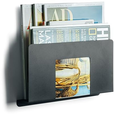 Portariviste da parete. Organizer da scrivania per riviste, raccoglitore, raccoglitore, carta A4, fogli A4, cucina, forniture per ufficio. Ingresso ingresso. Scaffale bagno. (nero, 2 unità)