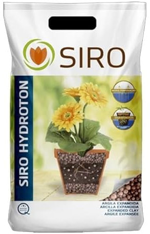 Suinga Arcilla Expandida 45L. Tierra para Suelos y Plantas. Sustrato Bolas para Drenaje de Macetas, Jardines y Cultivos hidropónicos. Evita el encharcamiento, la putrefacción de Las raíces, Gris