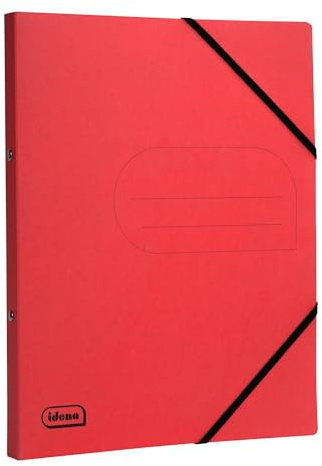 Idena 11105 - Eco Ringbuch aus Karton in DIN A4, Ordner in Rot mit 20 mm Rückenbreite und 2-Ring-Mechanik, Gummizug über Eck