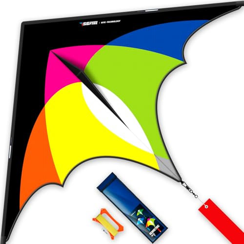 SGftre Großer Delta-Leichter Winddrachen für Kinder & Erwachsene, Einfach Steuern am Strand oder Outdoor – Ideal für Familien-Spaß (Geometric Delta Yellow, 1.4M)