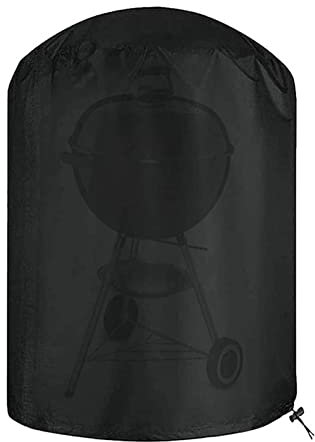 Funda protectora impermeable de tela Oxford 600D para barbacoa, resistente, redonda, de carbón, cubierta protectora para parrilla al aire libre, 260 x 110 cm, color negro