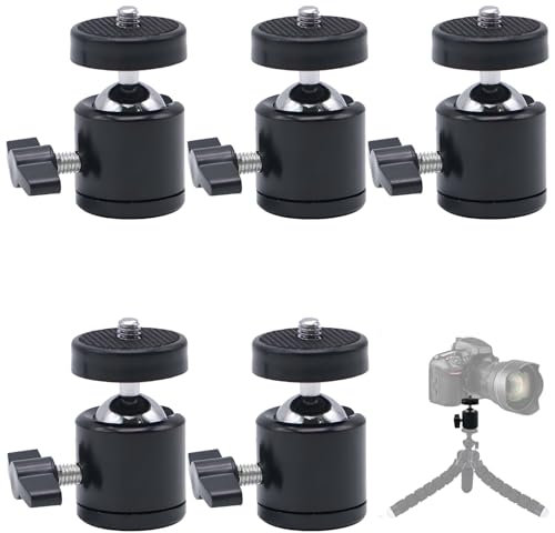 Rótula, trípode de rótula de 5 piezas, rótula, mini cabeza giratoria de 360°, rotación de 360° con interfaz universal 1/4, rótula para trípodes, monopodos, cámaras