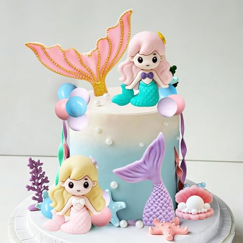 Mermaid Tail Cake Topper Under the Sea Cake Decoration Seashell Cake Topper | Mermaid Tail Cake Topper Mermaid Party Supplies