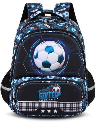 Amythe Mochila Escolar Niños Clases de 1 a 5 Transpirable, Balón de fútbol | Grande Reflectante Impermeable Correa Pectoral Balón de fútbol Daypack Multi-Bolsillos Espacioso Resistente para Colegio