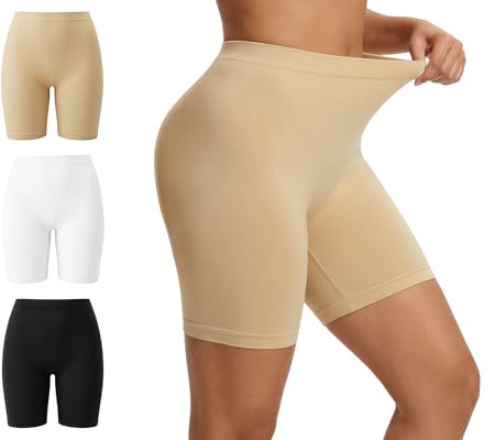 LOFIR Shorty Anti Frottement Cuisse: Short Boxer Femme sous Robe sans Coutures Taille Haute pour Jupe Cycliste Legging Yoga Lot de 3