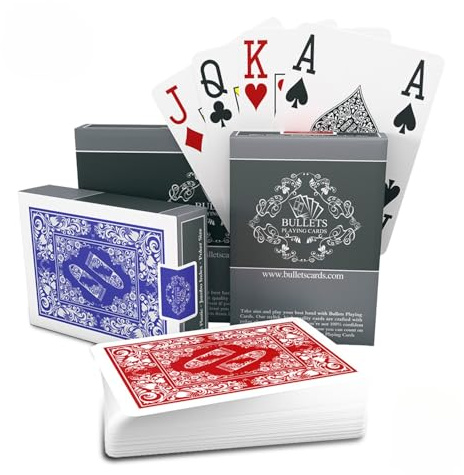 Bullets Playing Cards, 2X 54 Plastik Pokerkarten, Doppelpack, 4 Eckzeichen, Jumbo-Index, inklusive Cut-Card, Wasserfest, Spielkarten