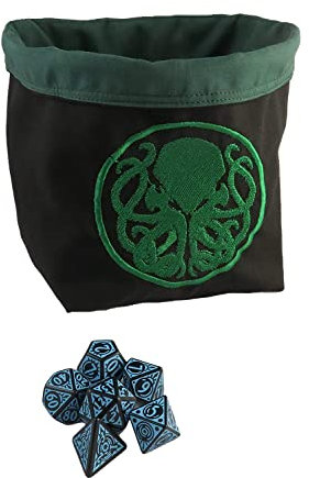 Square Dice Bag/Reversible Tile Pouch- Circle Cthulhu Lovecraft Reversible Freestanding - D&D RPG Bags