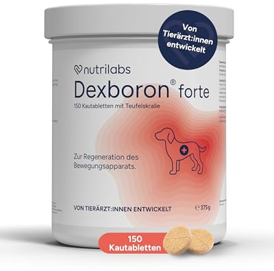 NutriLabs Dexboron forte Hunde Kautabletten 150 STK. - Tabletten mit Teufelskralle - Regenerationsmittel mit Weidenrinde, Weihrauchextrakt u.v.m.