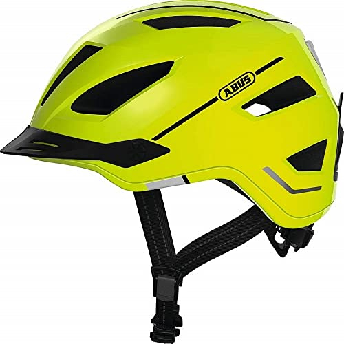 ABUS Stadthelm Pedelec 2.0 - Fahrradhelm mit Rücklicht und Regenhaube - für den Stadtverkehr - für Damen und Herren - Gelb, Größe L