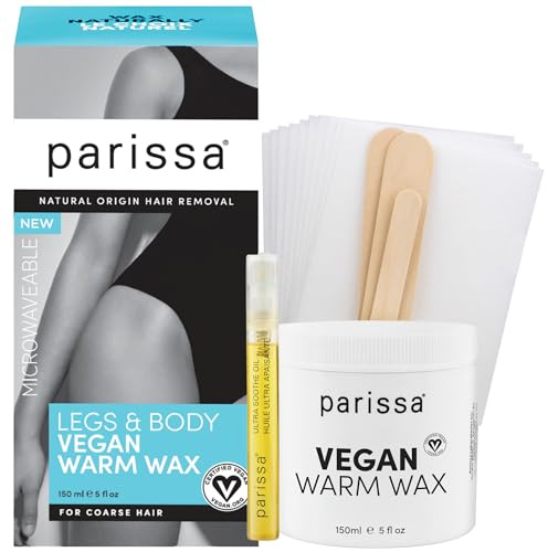Parissa Legs & Body Warm Wax Kit, Salon-Style Microwavable Formula for Coarse Hair Removal on Face or Body, At-Home Waxing Kit