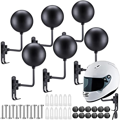 Shimeyao 6 Pack Motorcycle Helmet Rack Wall Mount Helmet Holder 180° Rotation Motorcycle Gear Hanger Display Stand with 2 Hooks for Men Women, Bike Coats, Caps, Jacket, Glove, Sportswear Accessories