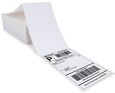 L LIKED - Pack of 500 - Shipping Barcode Labels (4x6 Inch / 101x152mm), Fanfold, Permanent Adhesive, Direct Thermal Labels - Compatible with Thermal Printers