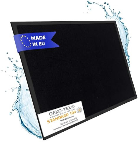 Entrando Fußmatte 120x180 cm – Schmutzfangmatte rutschfest, flach & waschbar – Für Innen & Außen geeignet – Teppich für Flur, Geschäft & Hauseingang – Extra saugfähig (Schwarz)