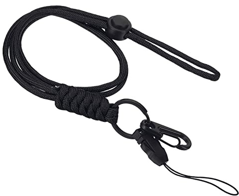 PATIKIL Cou Lanière avec Crochet, Badge Lanières Réglable Longue Sangle ID Carte Support Porte-clés pour Porte-badges, Noir