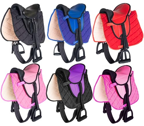PFIFF 103106 Sattelset für Shettys oder Holzpferde, Komplettset, Kindersattel, Schwarz
