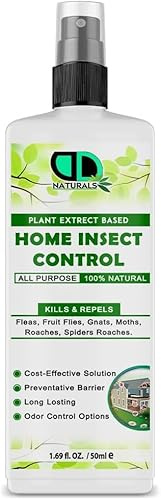 DD Teck 100% Natural Home Insect Control Repellent Spray for Fleas, Gnats, Moth, Spider Roaches, Fruit Flies, Preventative Barrier, Indoor and Outdoor Use (50ml Spray)