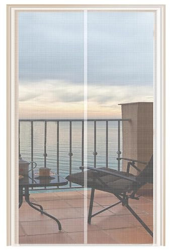 Fliegengitter Balkontür Ohne Bohren, Türgitter Insektenschutz Ohne Bohren,Stärkere Magneten, Fliegentüren Terrassentür für Balkontür,Terrassentür,Schiebetür,White-100×200cm